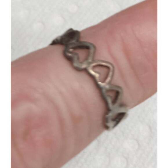 New Old Stock Toe or Finger Open Size Ring Sterling Silver Plated Hearts Tarnish - Picture 8 of 9